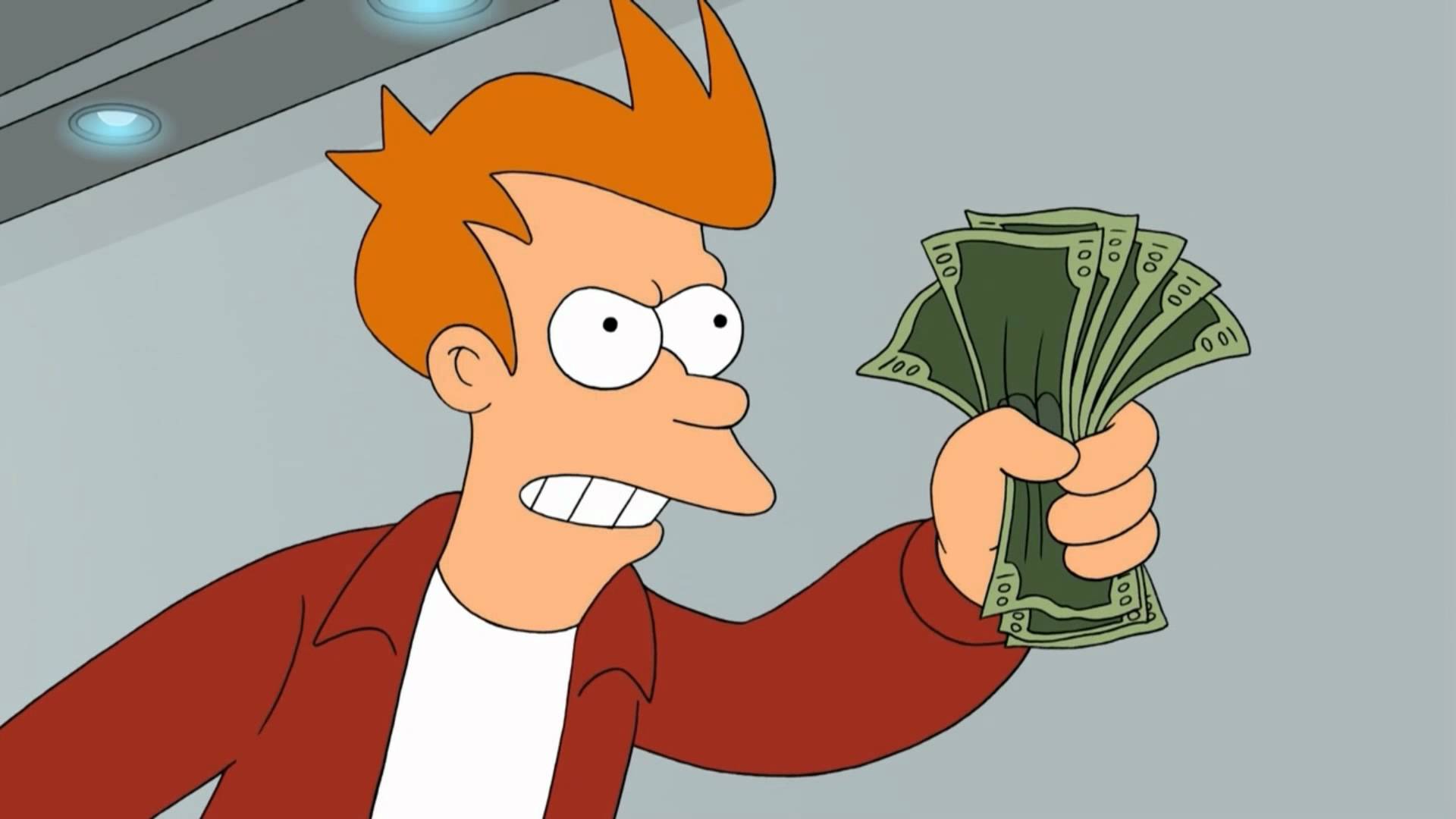 Fry holding money