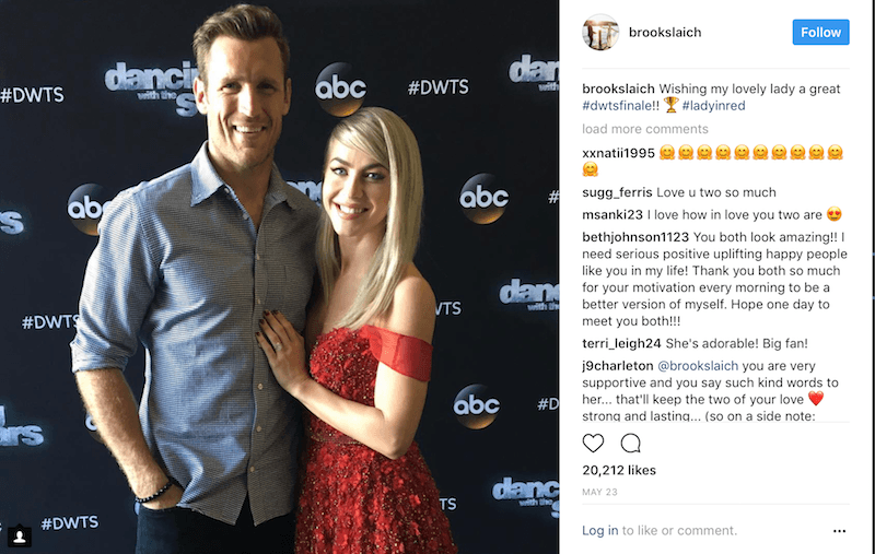 Brooks Laich and Julianne Hough pose together on the carpet for the Dancing with the Stars finale Brooks Laich and Julianne Hough pose together on the carpet for the Dancing with the Stars finale