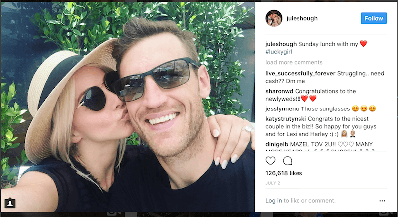 Julianne Hough kisses Brooks Laich on the cheek Julianne Hough kisses Brooks Laich on the cheek