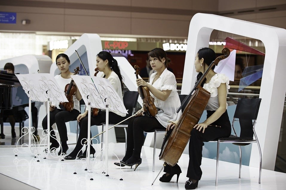 Group of musicians performing at Incheon International Airport