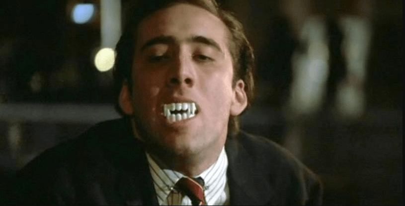 Celebrity Nic Cage with fake teeth
