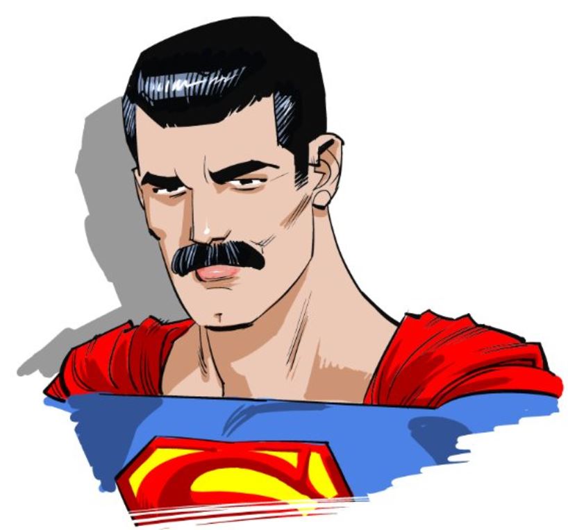 Sketch of Superman with a mustache