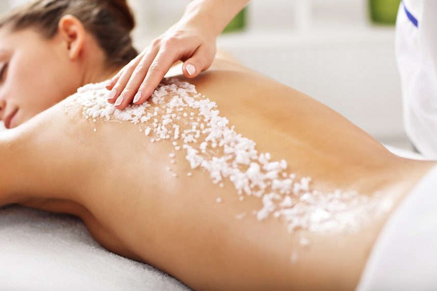 woman getting exfoliation treatment