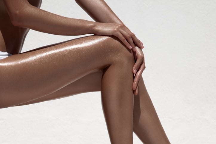 Beautiful woman tan legs