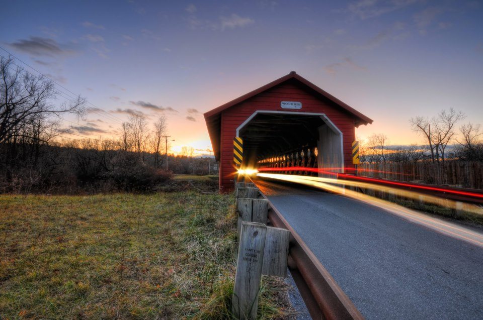 A covered bridge in Bennington, Vermont -- a marquee college town