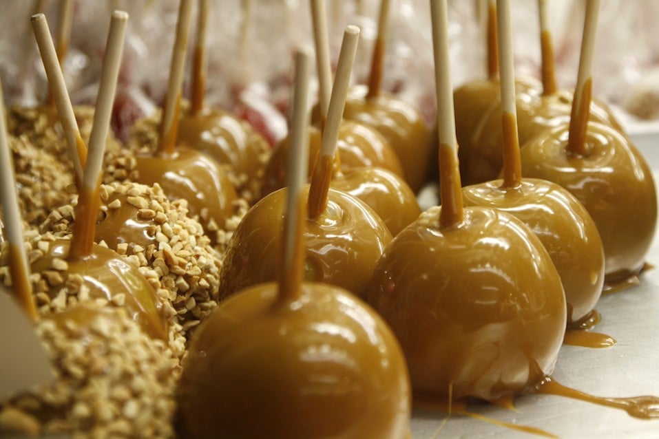 Freshly made caramel apples