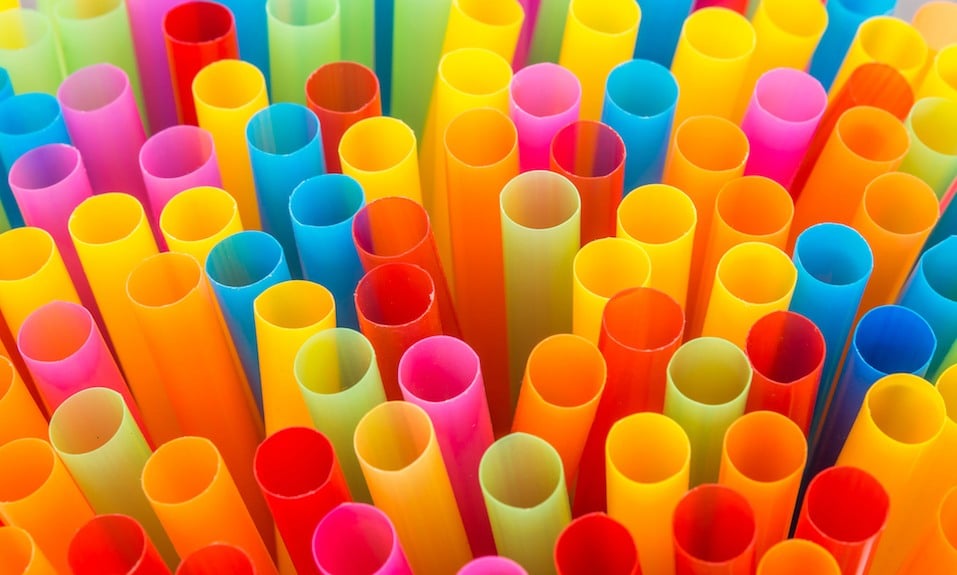 Colorful drinking straws background.