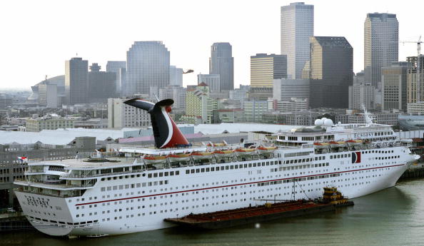 The Ecstasy cruise liner is moored