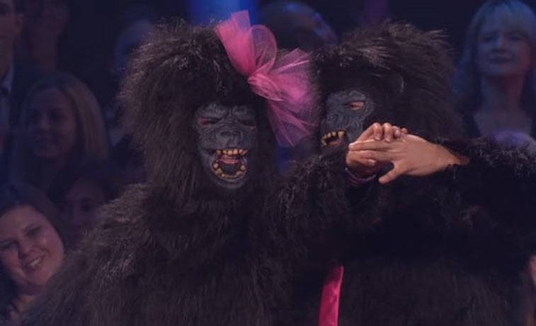 Bristol Palin and Mark Ballas in monkey suits for their DWTS routine.