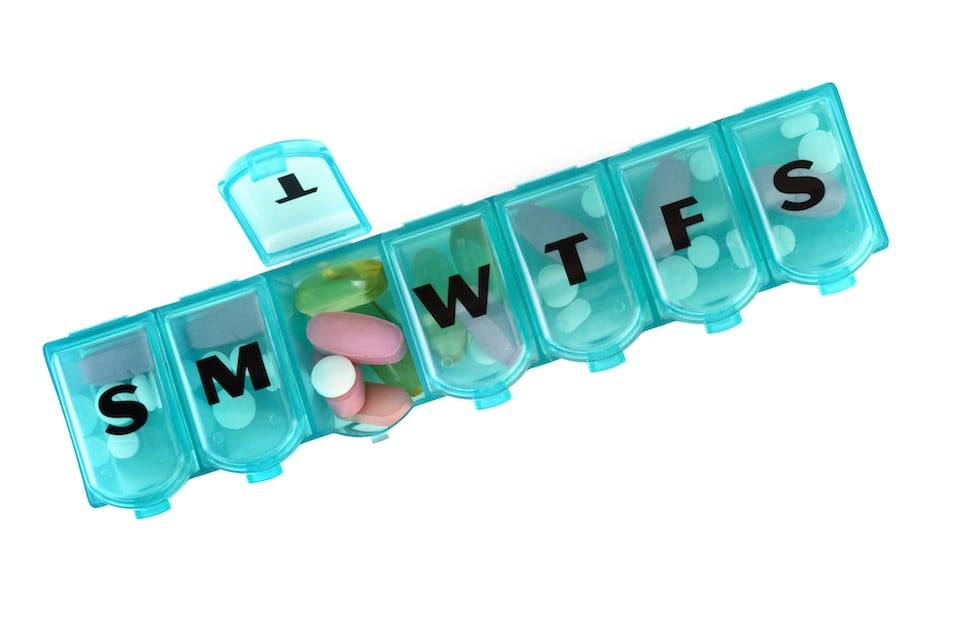 Daily pill box with medications