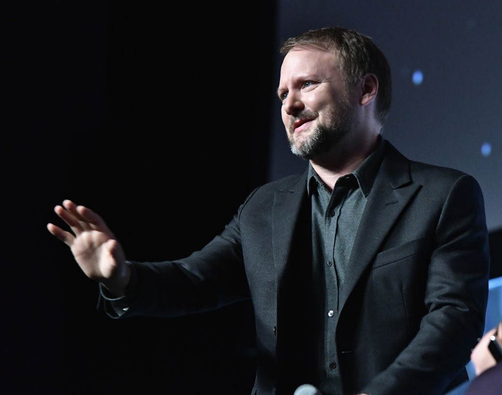 Director Rian Johnson at a panel discussion for Star Wars Celebration Day. 