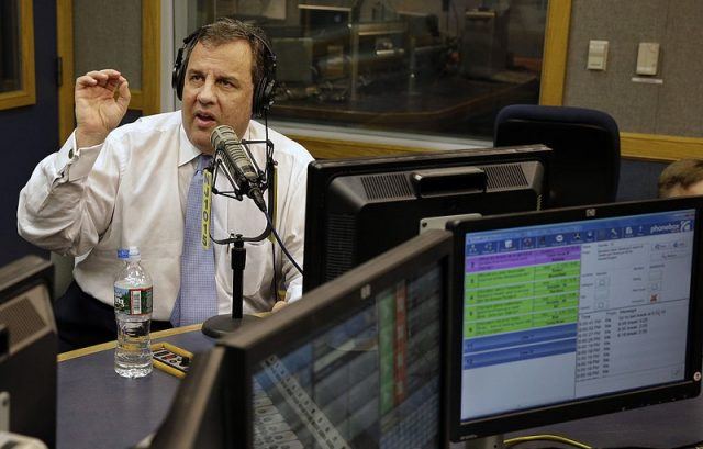 Chris Christie speaking during a radio interview. Chris Christie speaking during a radio interview.