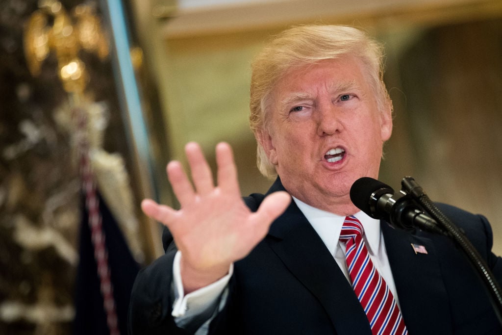 President Donald Trump speaks at a press conference