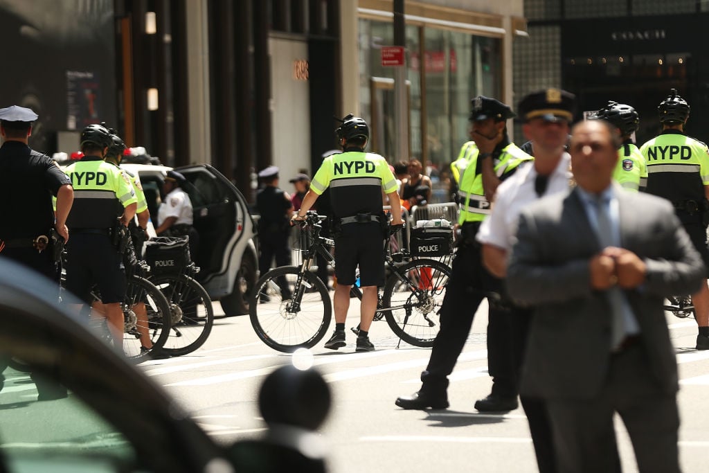 police block a street
