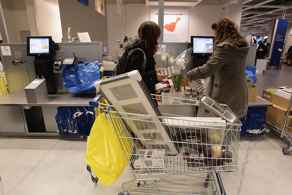 self-service checkout during a store opening at the 4th Ikea chain store in Berlin