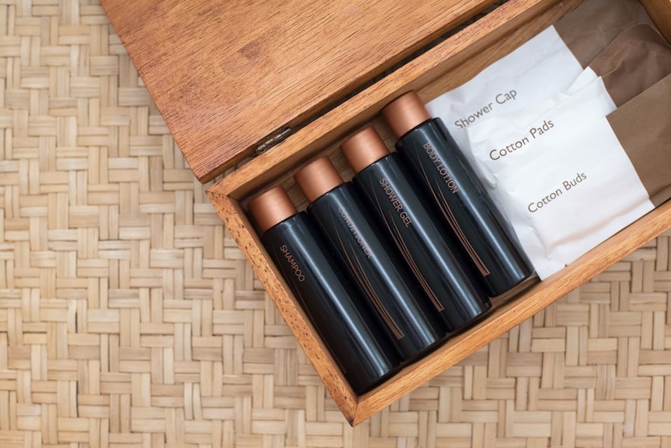 Luxury Hotel Amenity Set in a Wooden Box