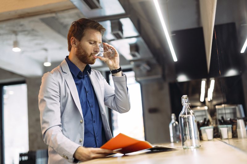 Man drinks water