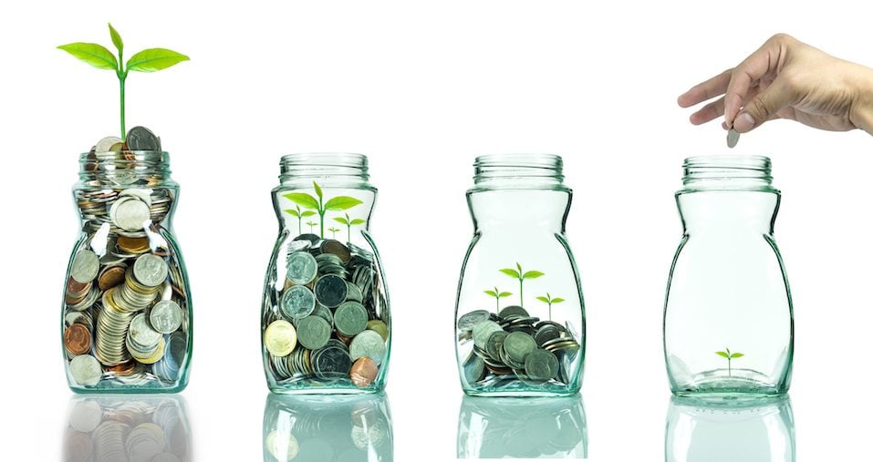 Mix coins and seed in clear blottle