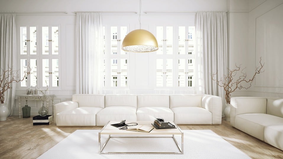 Modern retro style penthouse living room