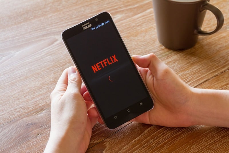 Netflix playing on a phone
