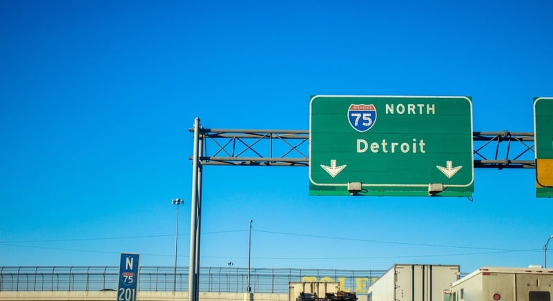 Northbound lane of Interstate 75 heading into Detroit,