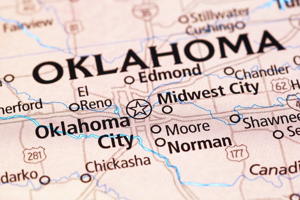 Oklahoma City area on a map