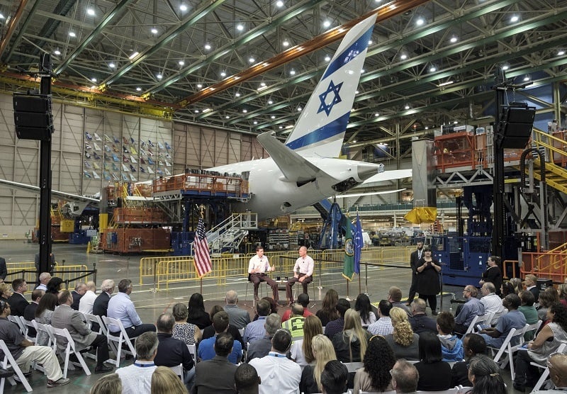 Paul Ryan sits with the Boeing CEO at the company plant in Washington