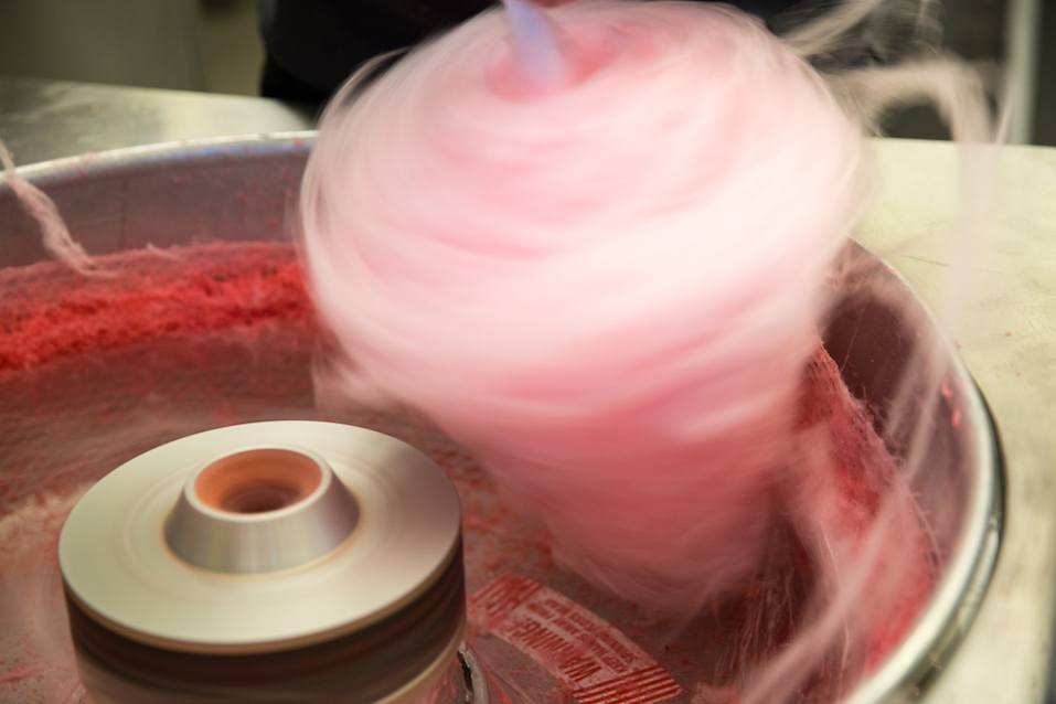 Pink cotton candy spinning fast