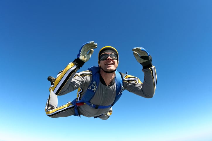 A jumper in the classic pose of free fall Skydiving photo