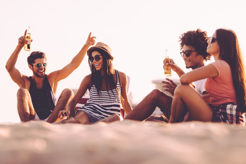 Cheerful young people spending nice time together