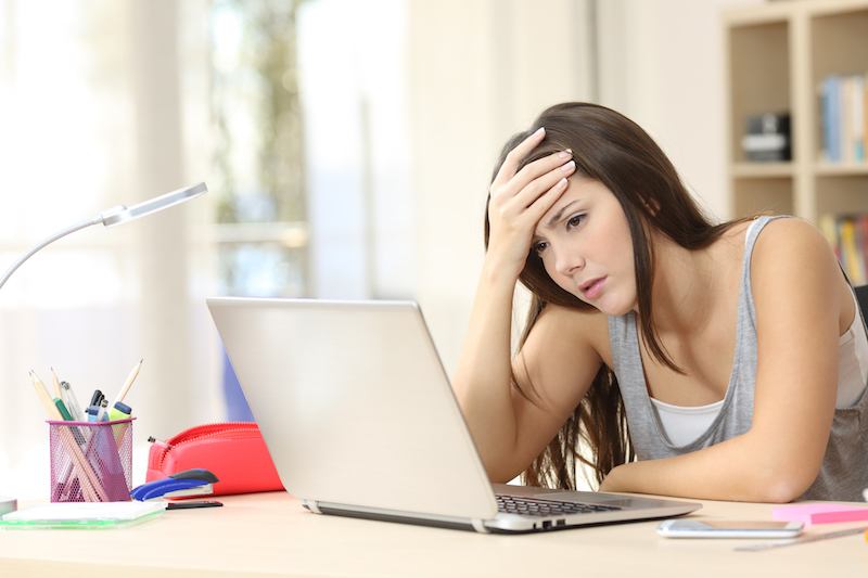 Worried and sad student