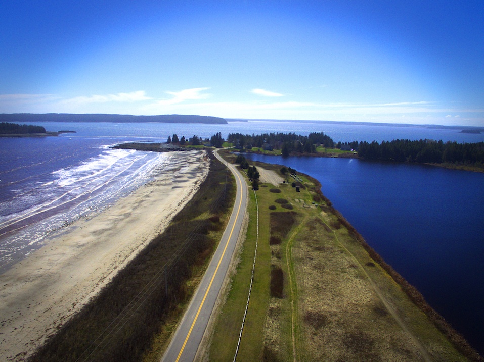 flying above the community of Roque Bluffs in Maine.