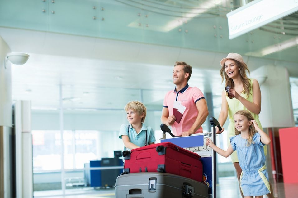 Young family at the airport