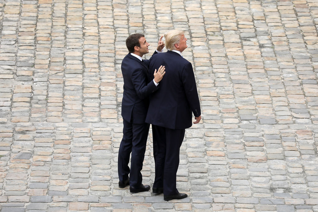 French President Emmanuel Macron welcomes US President Donald Trump at Les Invalides