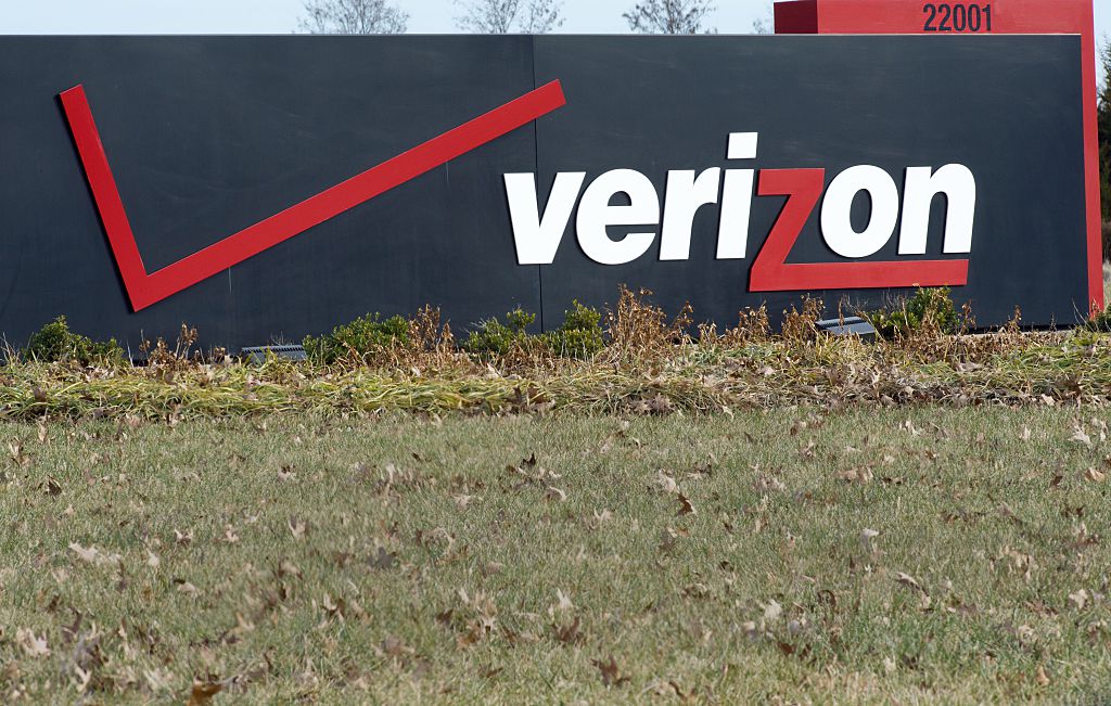Verizon logo seen at headquarters