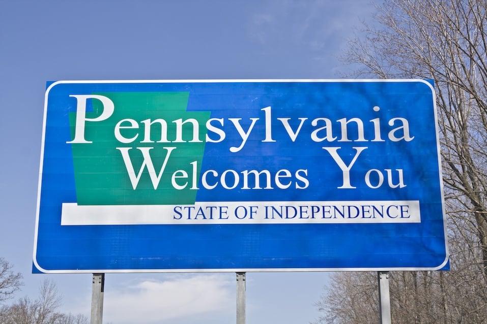 Welcome to Pennsylvania road sign Welcome to Pennsylvania road sign
