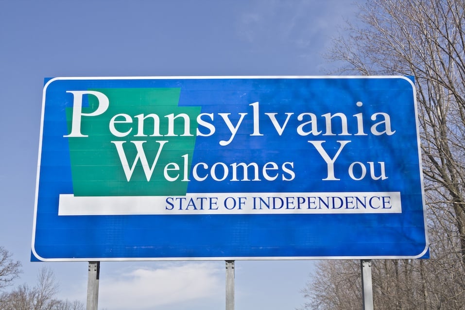 Welcome to Pennsylvania road sign