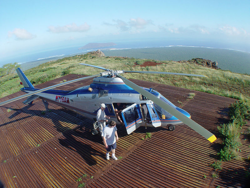 Helicopter departing from the island of Niihau
