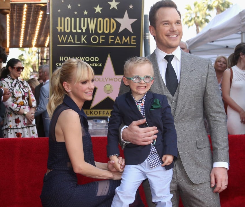 Anna Faris, Chris Pratt, and their son, Jack, at the Chris Pratt Walk Of Fame Star Ceremony on April 21, 2017 in Hollywood, California.