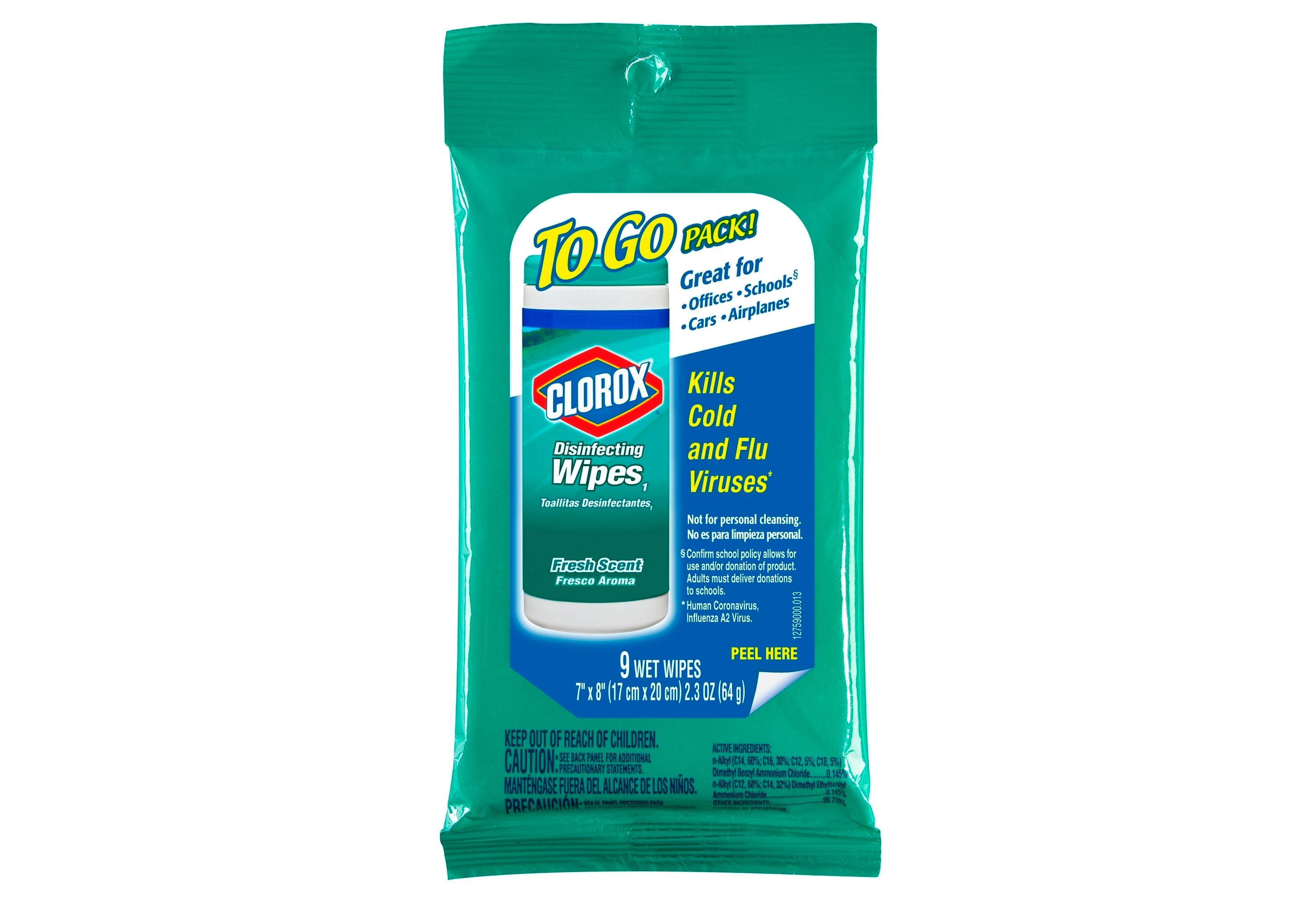 Travel disinfecting wipes