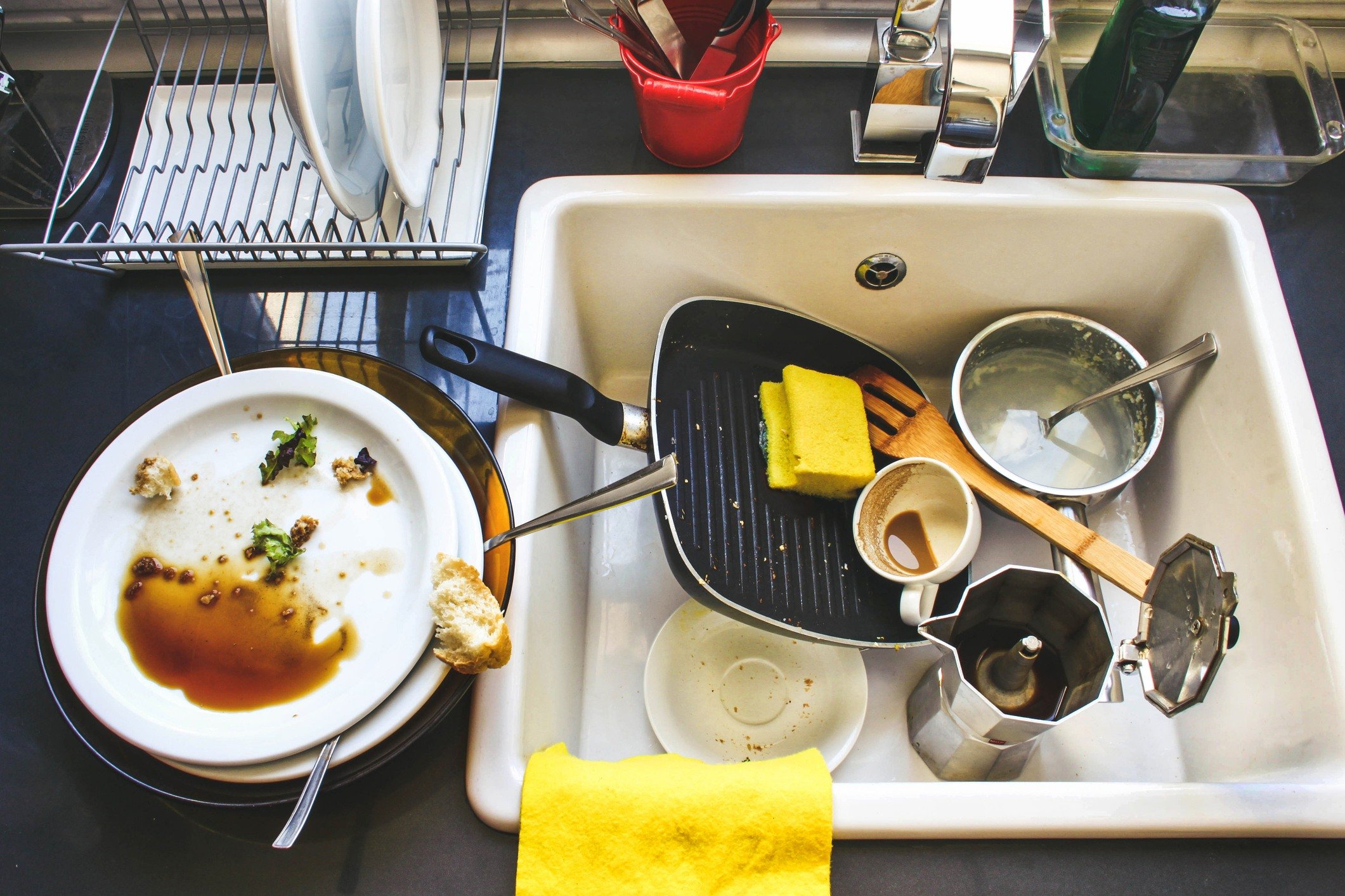 dirty dishes in the sink