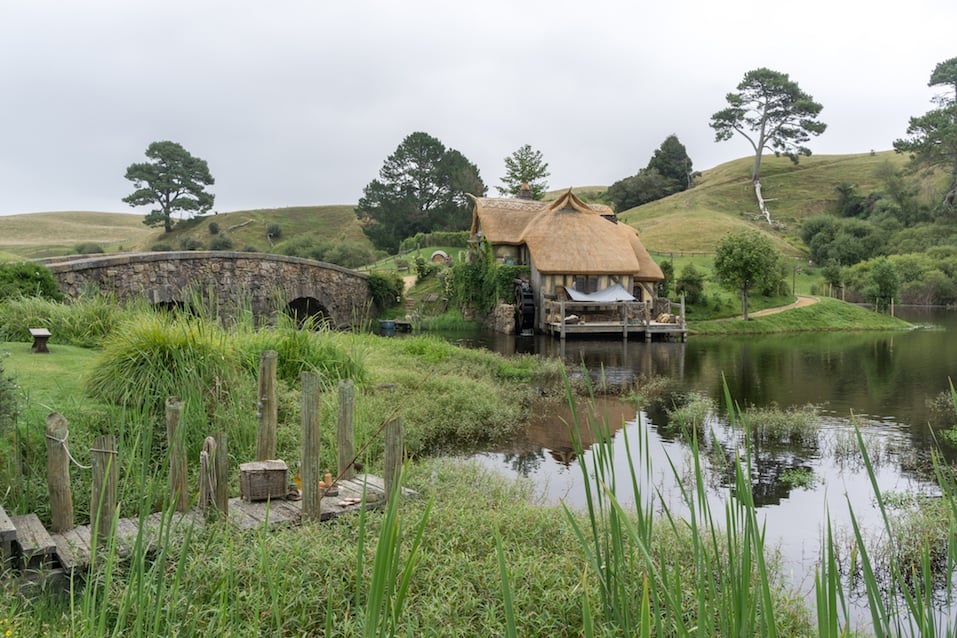 hobbiton mill and double arched bridge