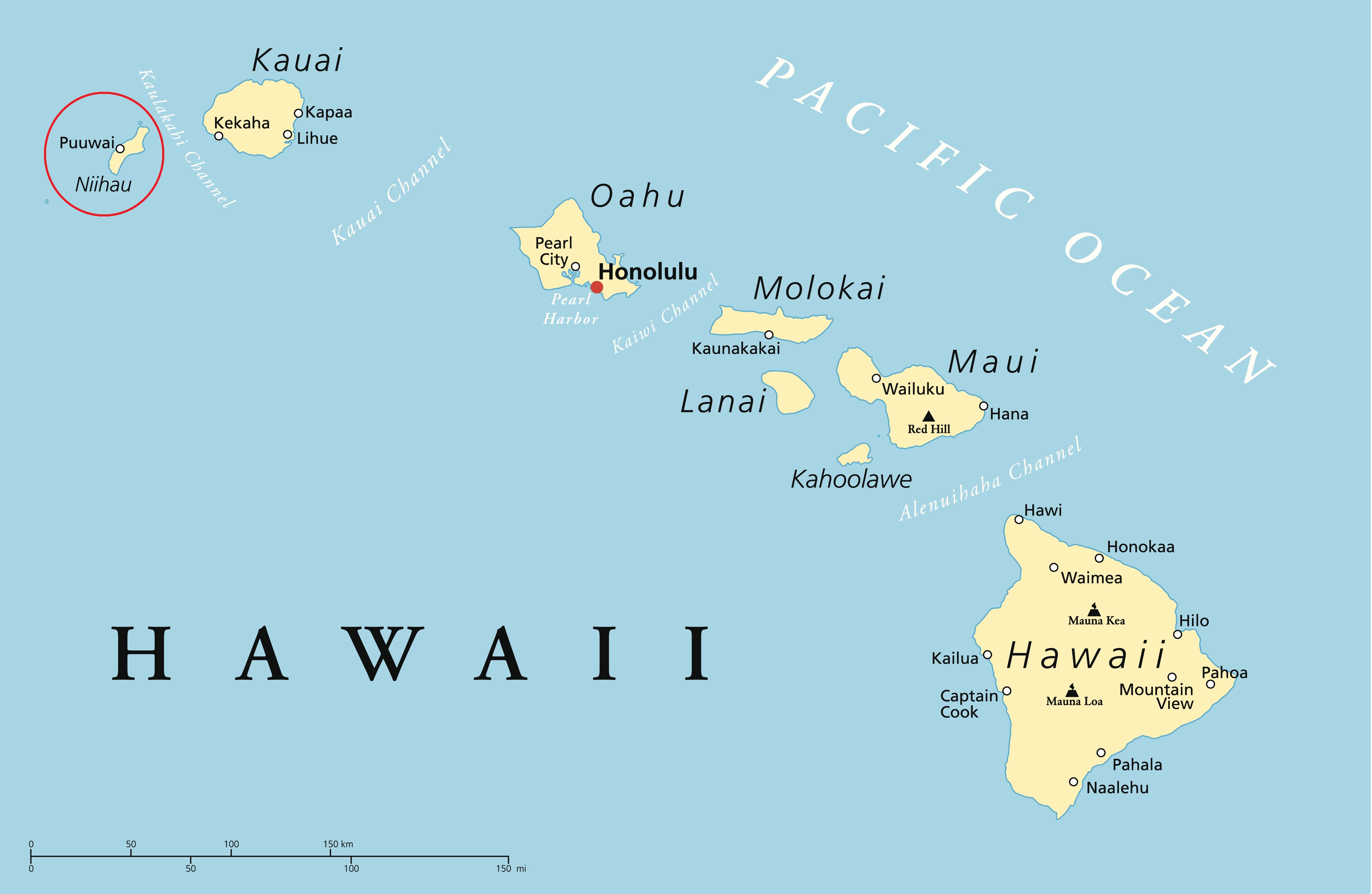 Political map of Hawaii