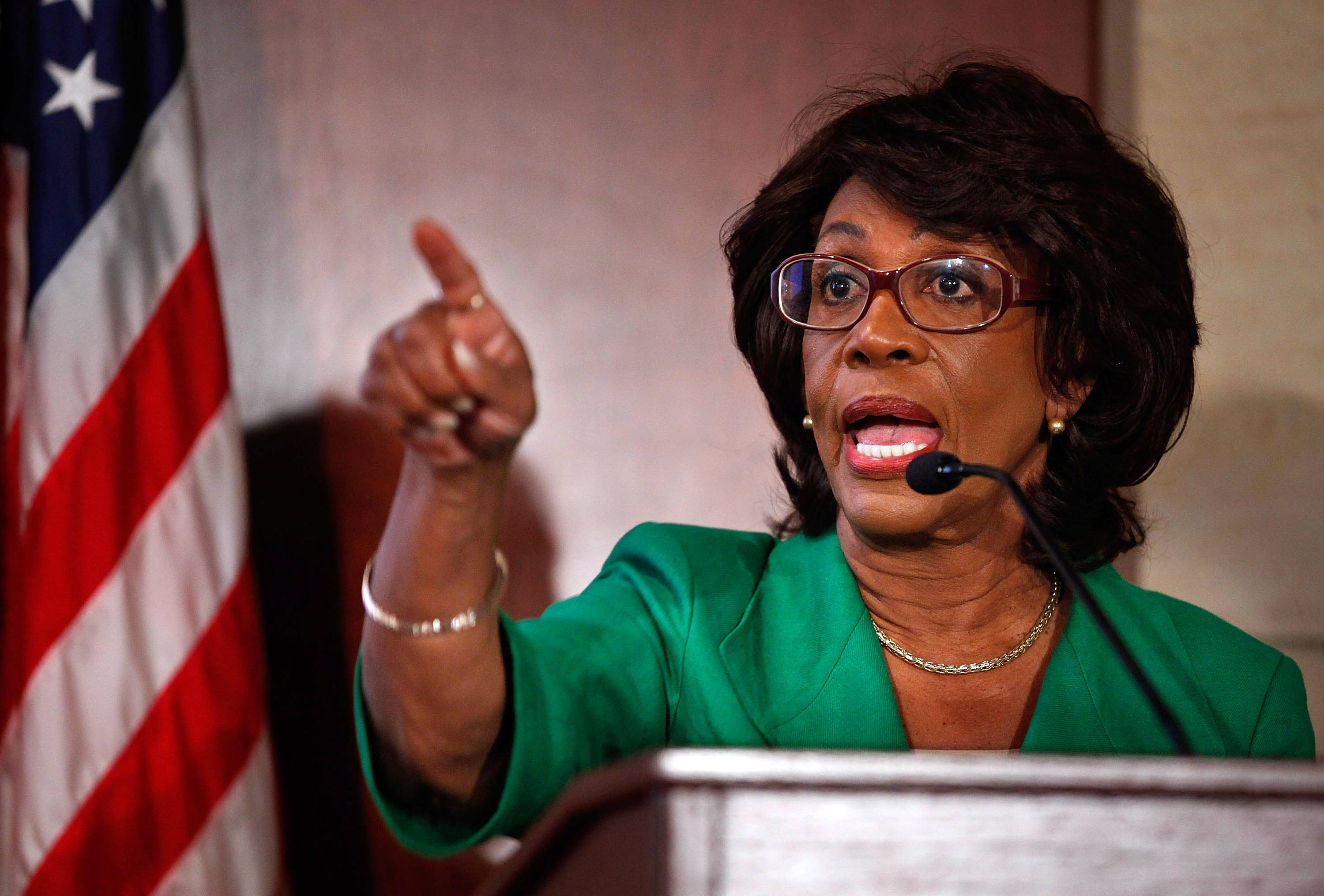Maxine Waters speaking at a press conference