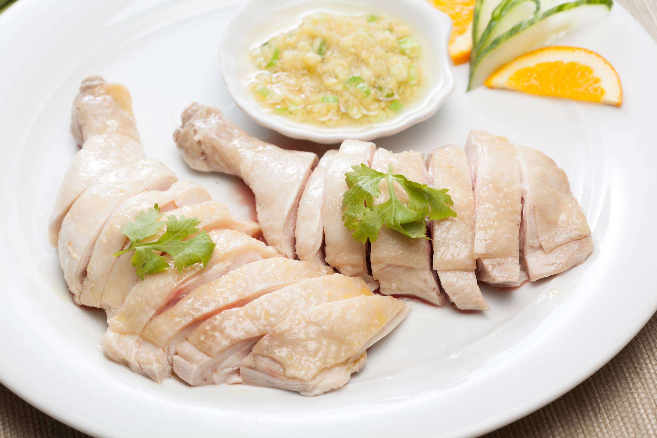 Poached chicken with ginger