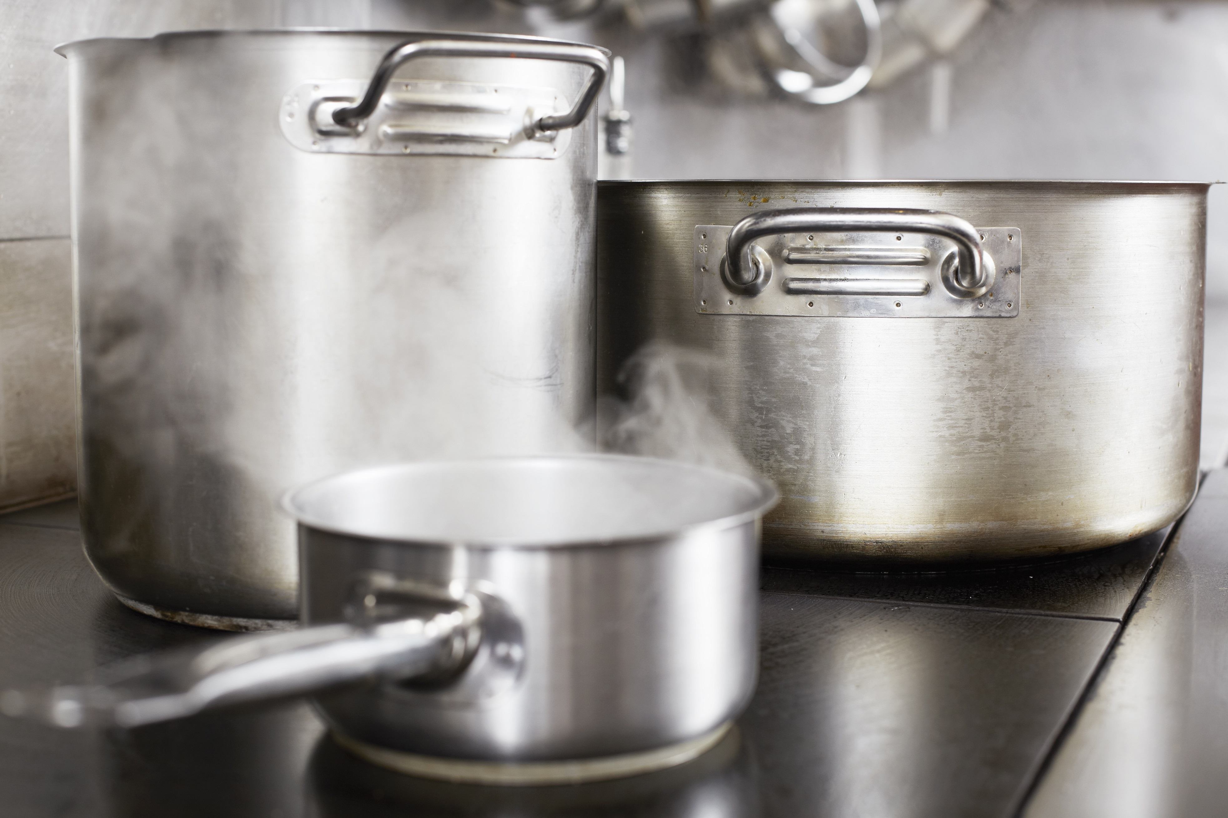 Silver pots boiling