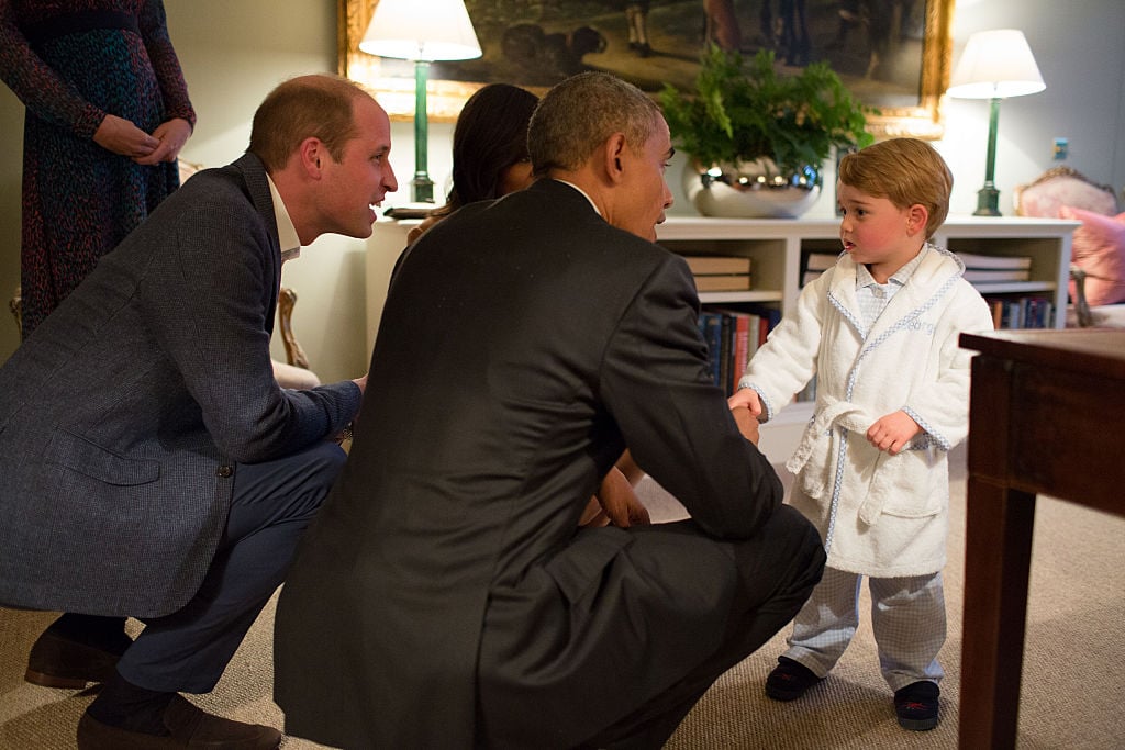 Prince George with Barack Obama and Prince William