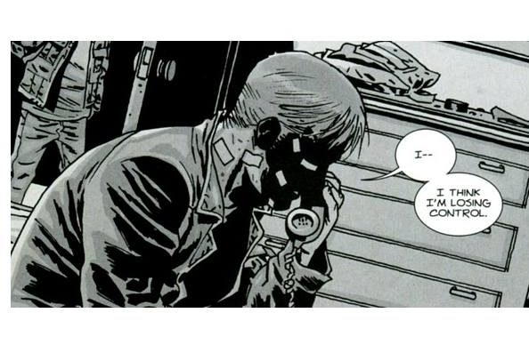 Rick Grimes on the phone in 'The Walking Dead' comics.