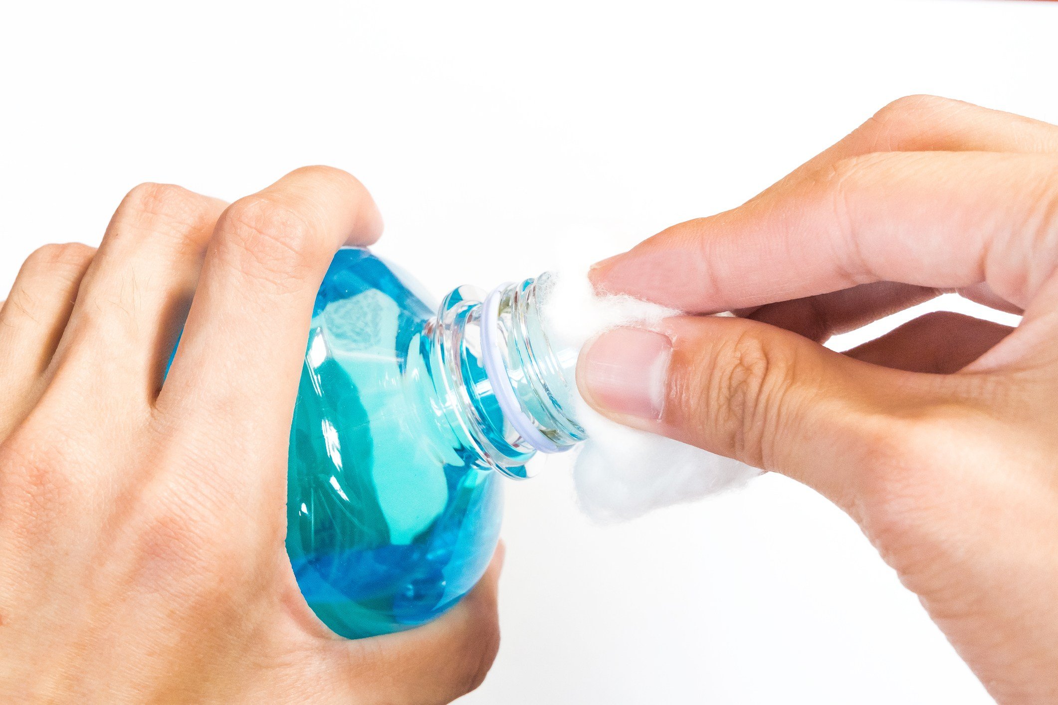 Hands with rubbing alcohol