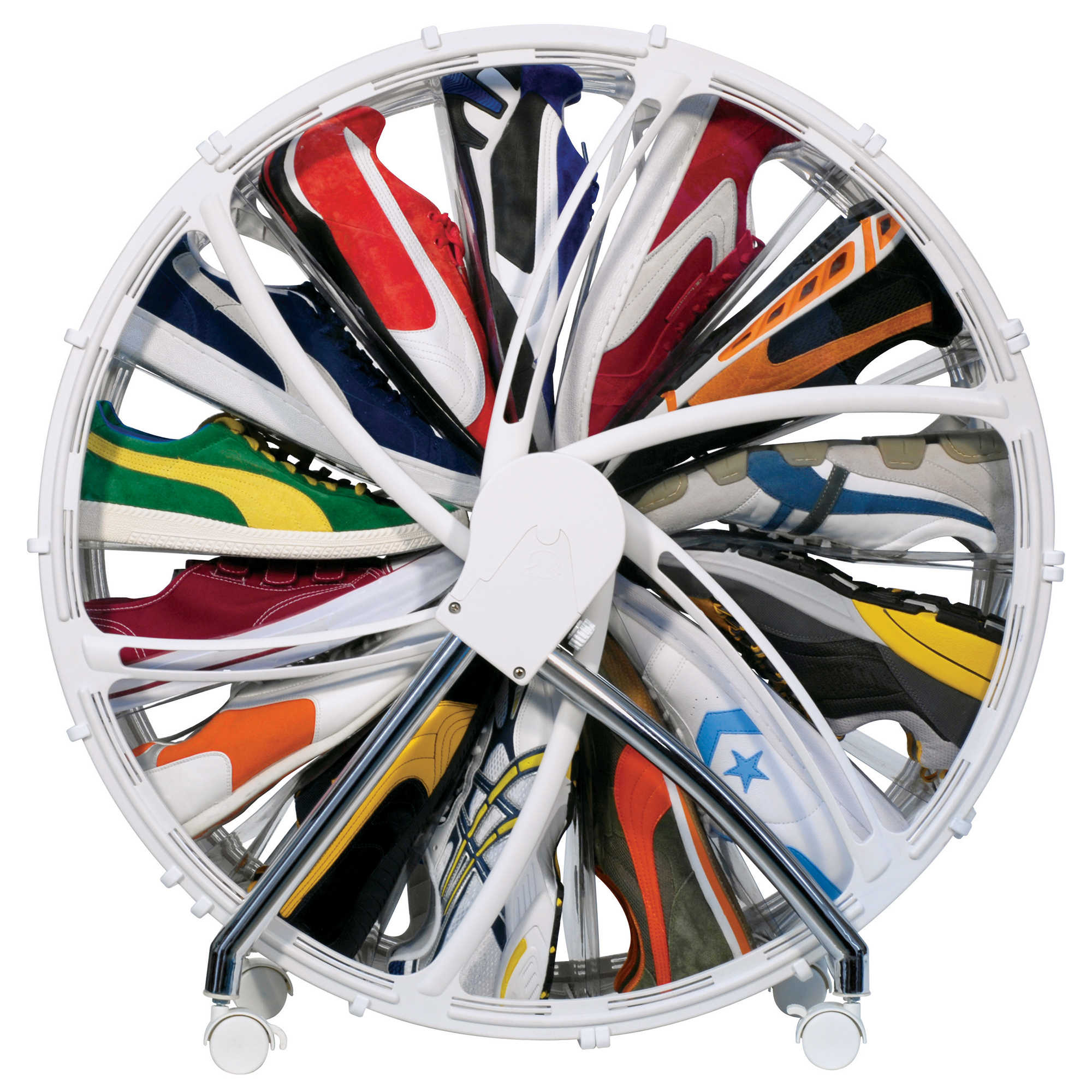 Rakku Shoe Wheel Spinning Rack in White